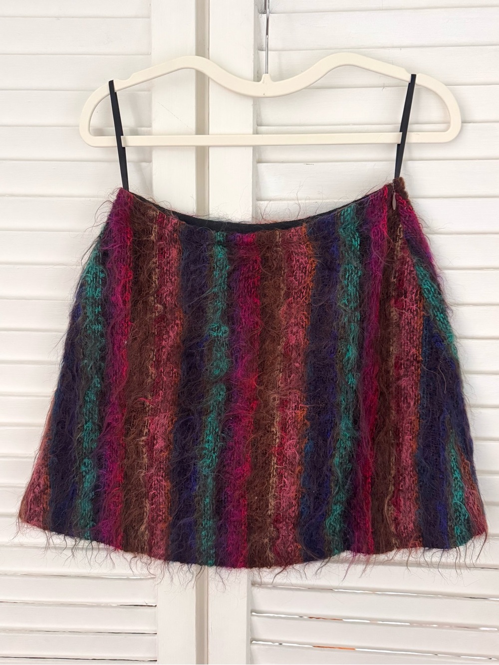 RARE Bettina Liano Vintage Mohair Wool Striped Knit Mini Skirt - Multicolor